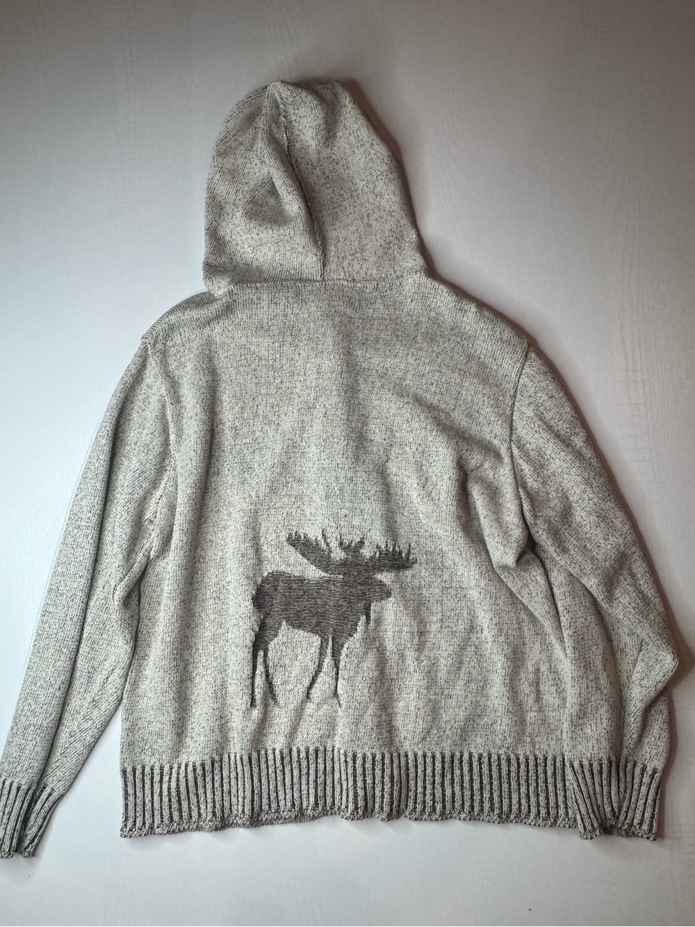 Vintage Binghamton Knitting Co. Moose Hooded Knit Cardigan Sweater L